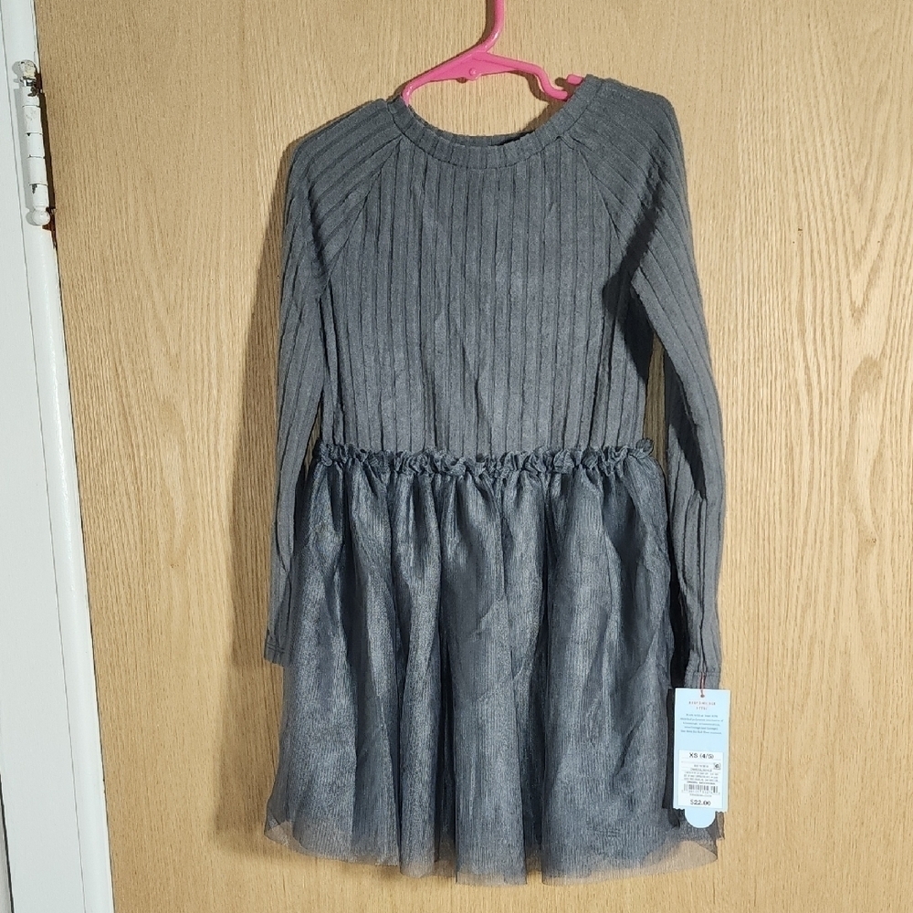 Cat & Jack Charcoal Gray Ribbed Kids Dress